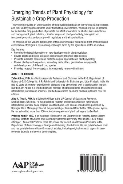 Produktbild: Emerging Trends of Plant Physiology for Sustainable Crop Production