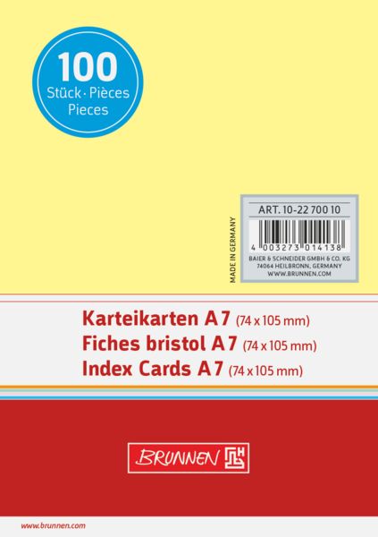 Produktbild: Brunnen Karteikarte A7 unlin ge 100St