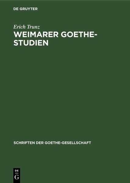 Produktbild: Weimarer Goethe-Studien
