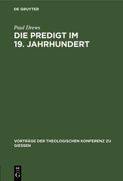 Produktbild: Die Predigt im 19. Jahrhundert