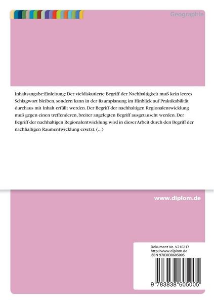 Produktbild: Der Ansatz der nachhaltigen Regionalentwicklung in der Raumplanung