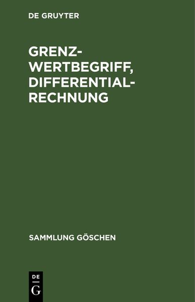 Produktbild: Grenzwertbegriff, Differentialrechnung
