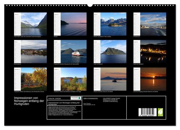 Produktbild: Impressionen von Norwegen entlang der Hurtigruten (hochwertiger Premium Wandkalender 2027 DIN A2 quer), Kunstdruck in Hochglanz