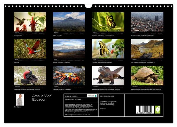 Produktbild: Ama la Vida Ecuador (Wandkalender 2026 DIN A3 quer), CALVENDO Monatskalender