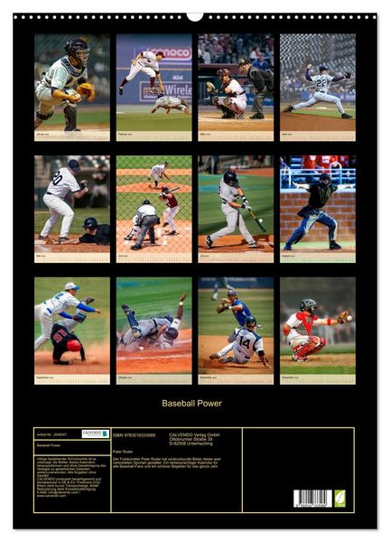 Produktbild: Baseball Power (Wandkalender 2026 DIN A2 hoch), CALVENDO Monatskalender
