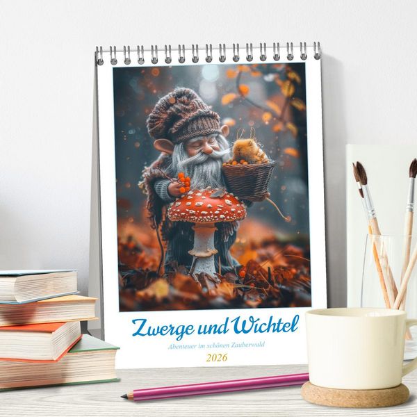 Produktbild: Zwerge und Wichtel (Tischkalender 2026 DIN A5 hoch), CALVENDO Monatskalender