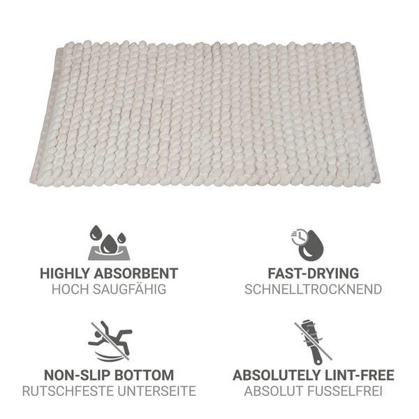 Produktbild: Badteppich Mod. Solivo, weiß, Polyester/Baumwolle, 50x80 cm, rutschhemmend beschichtet,