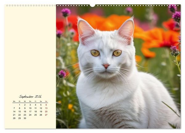 Produktbild: Samtpfoten im Bl&uuml;tenmeer (hochwertiger Premium Wandkalender 2026 DIN A2 quer), Kunstdruck in Hochglanz