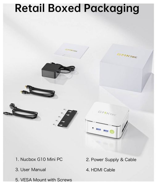 Produktbild: GMKtec Mini PC NucBox G10 AMD Ryzen 5 3500U 3.7 GHz 16 GB RAM 256 GB SSD AMD Radeon&trade; Vega 8 Win 11 Pro G10