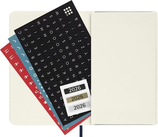 Moleskine 12 Monate Wochen Notizkalender 2026, Pocket/A6, 1 Wo = 1 Seite, rechts linierte Seite, Weicher Einband, Saphir