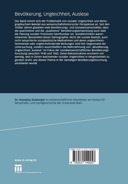 Produktbild: Bev&ouml;lkerung, Ungleichheit, Auslese