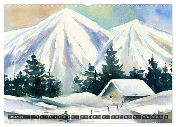 Produktbild: Landschaft in Aquarell (hochwertiger Premium Wandkalender 2026 DIN A2 quer), Kunstdruck in Hochglanz