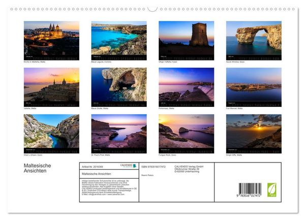 Produktbild: Maltesische Ansichten (hochwertiger Premium Wandkalender 2026 DIN A2 quer), Kunstdruck in Hochglanz