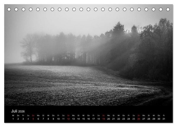 Produktbild: Monochrom 2026 (Tischkalender 2026 DIN A5 quer), CALVENDO Monatskalender