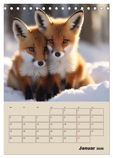 Produktbild: Tierkinder im Zauberwald (Tischkalender 2026 DIN A5 hoch), CALVENDO Monatskalender