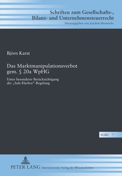Produktbild: Das Marktmanipulationsverbot gem. 20a WpHG