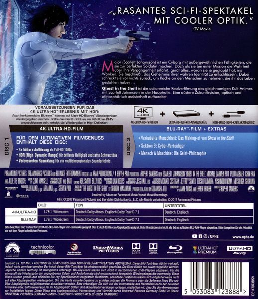 Produktbild: Ghost in the Shell (4K Ultra HD) (+ Blu-ray)