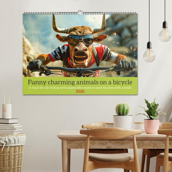 Produktbild: Funny charming animals on a bicycle (Wall Calendar 2026 DIN A2 landscape), CALVENDO 12 Month Wall Calendar