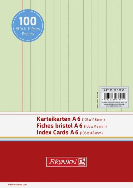 Produktbild: Brunnen Karteikarte A6 lin gn 100St
