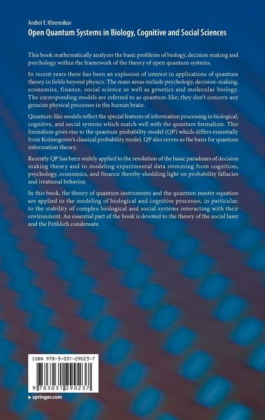 Produktbild: Open Quantum Systems in Biology, Cognitive and Social Sciences