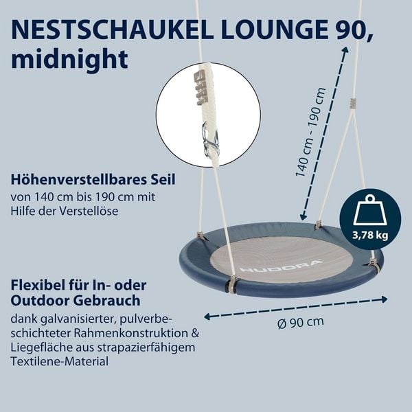 Produktbild: HUDORA 72200 - Nestschaukel Lounge 90, midnight