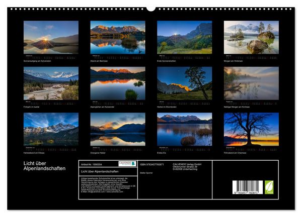 Produktbild: Licht &uuml;ber Alpenlandschaften (hochwertiger Premium Wandkalender 2026 DIN A2 quer), Kunstdruck in Hochglanz