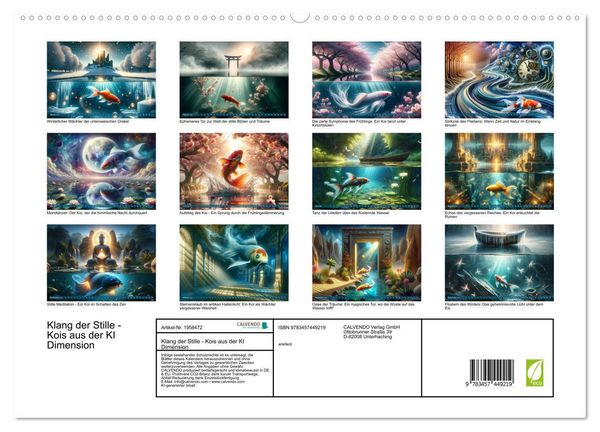 Produktbild: Klang der Stille - Kois aus der KI Dimension (hochwertiger Premium Wandkalender 2026 DIN A2 quer), Kunstdruck in Hochglanz