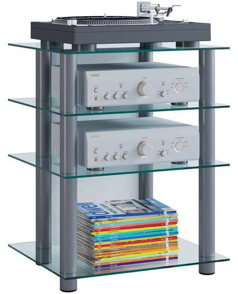 Produktbild: Hifi M&ouml;bel Rack Alu Glas Phono Mediaregal Bilus