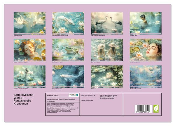 Produktbild: Zarte idyllische Werke - Fantasievolle Kreationen (hochwertiger Premium Wandkalender 2026 DIN A2 quer), Kunstdruck in Hochglanz