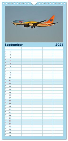 Produktbild: Familienplaner 2027 - Ein Jahr in der Welt der Luftfahrt mit 5 Spalten (Wandkalender, 21 x 45 cm) CALVENDO