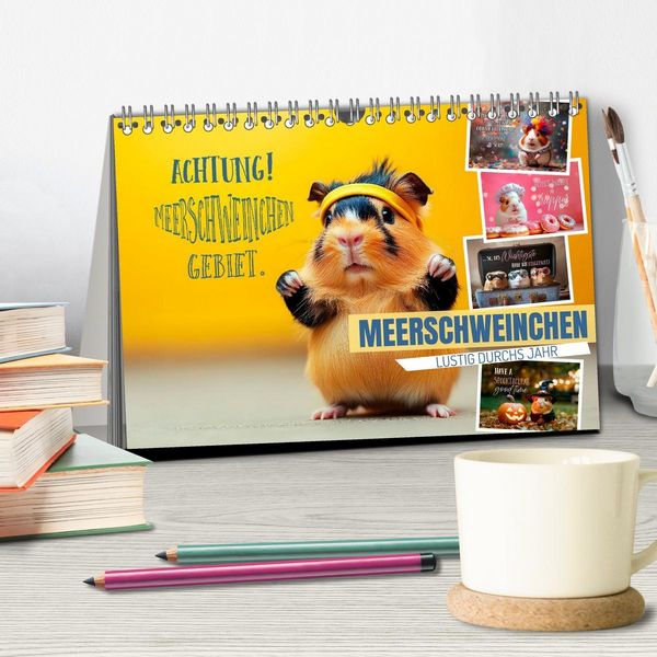 Produktbild: Meerschweinchen LUSTIG DURCHS JAHR (Tischkalender 2026 DIN A5 quer), CALVENDO Monatskalender