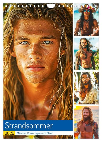 Strandsommer. Männer. Coole Typen am Meer (Wandkalender 2026 DIN A4 hoch), CALVENDO Monatskalender