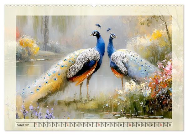 Produktbild: Pfaue. Elegante Zierv&ouml;gel im englischen Garten (Wandkalender 2027 DIN A2 quer), CALVENDO Monatskalender