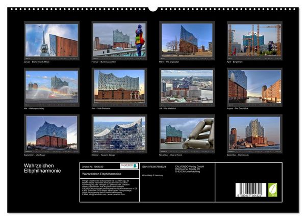 Produktbild: Wahrzeichen Elbphilharmonie (hochwertiger Premium Wandkalender 2026 DIN A2 quer), Kunstdruck in Hochglanz