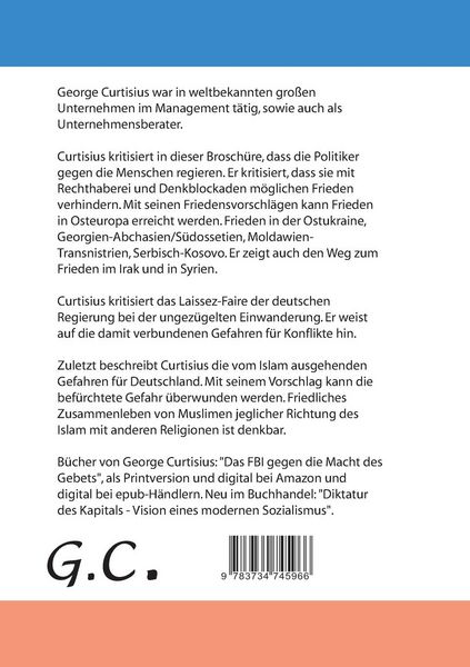 Produktbild: Friedensl&ouml;sung f&uuml;r Ukraine und Irak/Syrien - Konflikt-Gefahren durch Wirtschaftsfl&uuml;chtlinge und Islam?