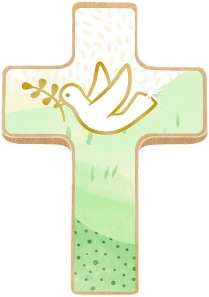 Produktbild: Holzkreuz mit Mini-B&uuml;chlein &ndash; Du bist geborgen in Gottes Hand