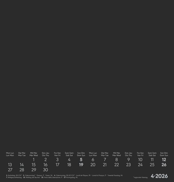Produktbild: Kreativ-Kalender schwarz 2026 - 21x22 cm - Foto, Malen, Basteln - datiert - Kreativkalender - Foto-Kalender - Alpha Edition