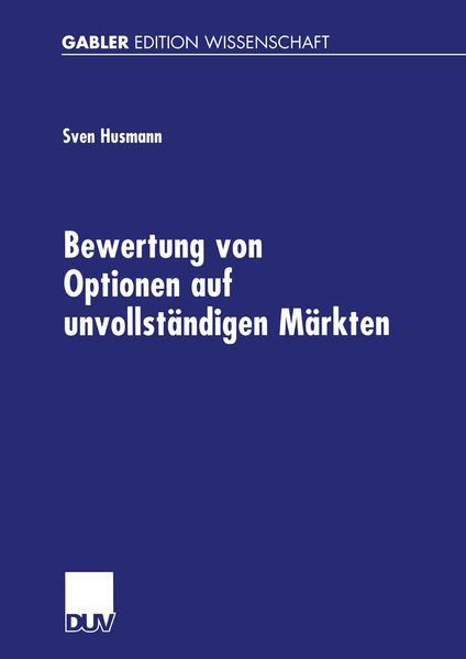 Produktbild: Bewertung von Optionen auf unvollst&auml;ndigen M&auml;rkten