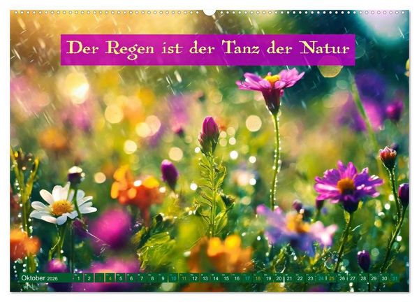 Produktbild: Regenmomente &ndash; Spr&uuml;che f&uuml;r graue Tage (hochwertiger Premium Wandkalender 2026 DIN A2 quer), Kunstdruck in Hochglanz