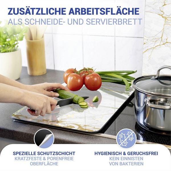 Produktbild: Herdabdeckplatte Universal Mod. Marmor Gold, 2er Set, f&uuml;r alle Herdarten geeignet