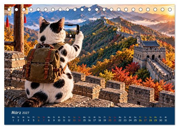 Produktbild: Eine Katze reist um die Welt (Tischkalender 2027 DIN A5 quer), CALVENDO Monatskalender