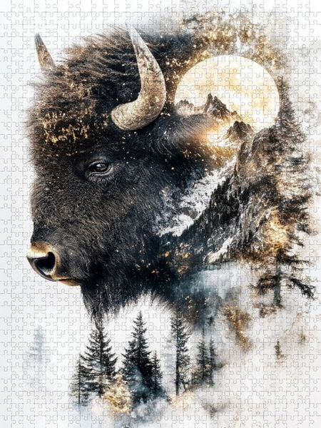 Produktbild: CALVENDO Puzzle Bison | 1000 Teile Lege-Gr&ouml;&szlig;e 64x48cm Foto-Puzzle f&uuml;r gl&uuml;ckliche Stunden