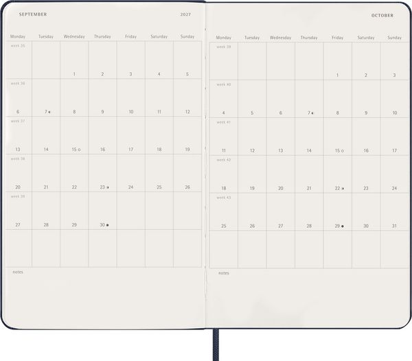 Produktbild: Moleskine 12 Monate Tageskalender 2027, Large/A5, 1 Tag = 1 Seite, Fester Einband, Saphir