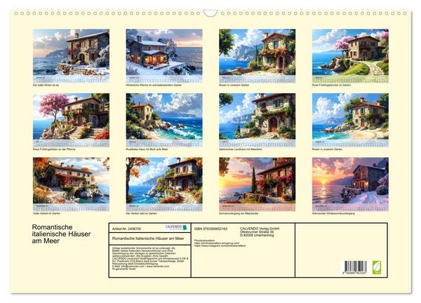 Produktbild: Romantische italienische H&auml;user am Meer (Wandkalender 2027 DIN A2 quer), CALVENDO Monatskalender