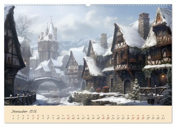 Produktbild: Jahreszeiten im Mittelalter (hochwertiger Premium Wandkalender 2026 DIN A2 quer), Kunstdruck in Hochglanz