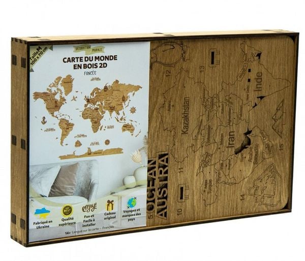 Produktbild: CREATIFWOOD Weltkarte aus Holz 100x70 cm