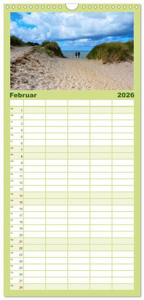 Produktbild: Familienplaner 2026 - D&auml;nemarks Nordseek&uuml;ste - von Esbjerg bis Sondervig mit 5 Spalten (Wandkalender, 21 x 45 cm) CALVENDO
