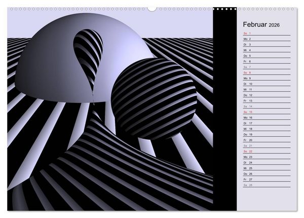 Produktbild: 3 Dimensionen - 2 Farben (Wandkalender 2026 DIN A2 quer), CALVENDO Monatskalender