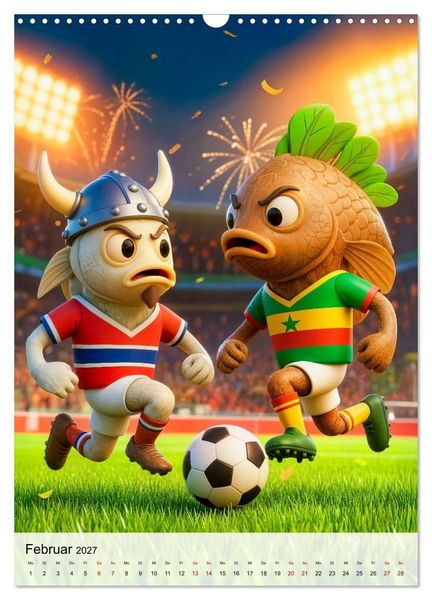 Produktbild: Food‑Fu&szlig;baller - Lustiger kulinarischer Fu&szlig;ballspa&szlig; (Wandkalender 2027 DIN A3 hoch), CALVENDO Monatskalender