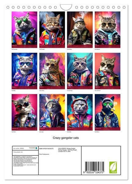 Produktbild: Crazy gangster cats (Wall Calendar 2026 DIN A4 portrait), CALVENDO 12 Month Wall Calendar